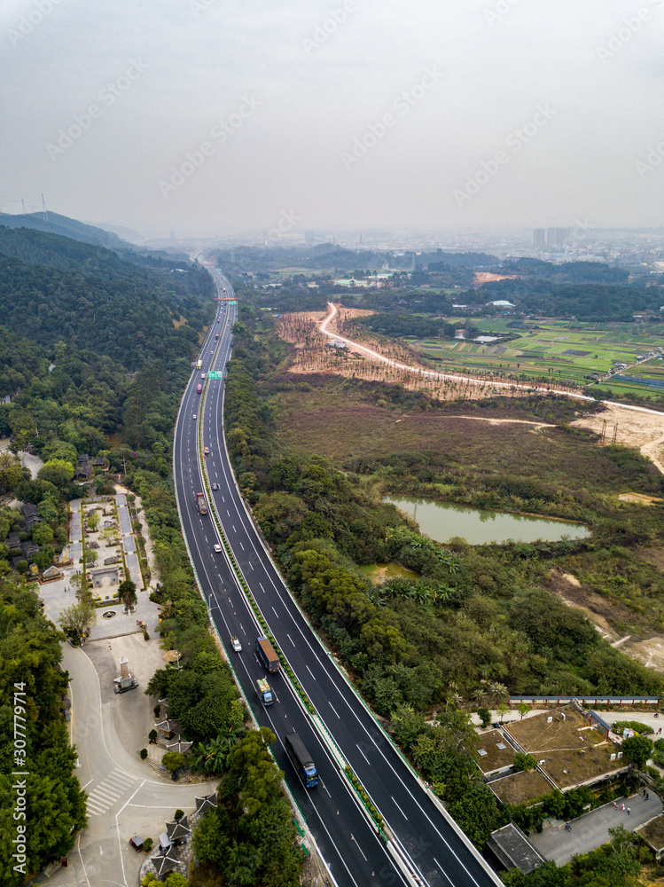 Aerial photography of highways in the suburbs of Nanning, Guangxi, China