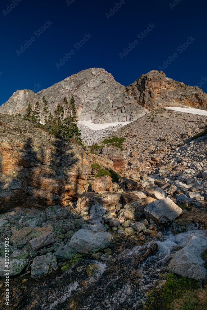 Summer afternoon along a meandering alpine stream in the Snowy Range Mountains of Wyoming Summer afternoon along a meandering alpine stream in the Snowy Range Mountains of Wyoming