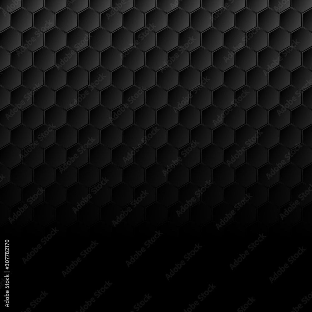 Black geometric hexagons abstract technology graphic design. Dark modern futuristic background. Vector illustration