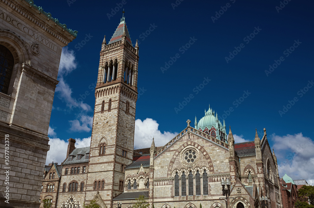  Exterior of Old South Church at Copley Square in the Back Bay neighborhood of Boston, Massachusetts.  USA
