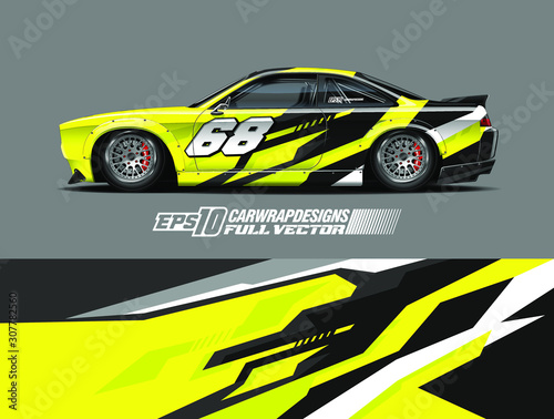 Car wrap decal designs. Abstract racing and sport background for car livery. Full vector eps 10.