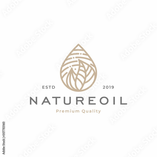 nature oil / droplet tropical leaves logo template