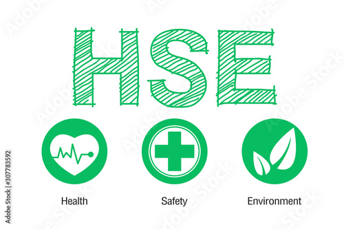 HSE concept ,Health Safety Environment acronym, vector design