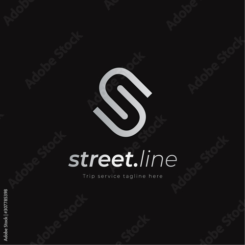 Street line logo with line art and initial S