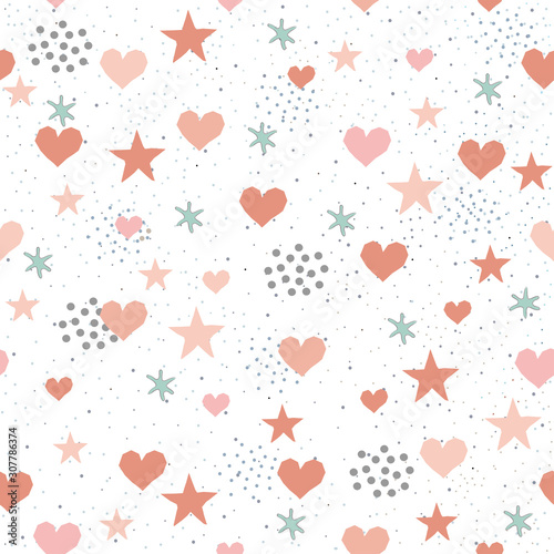 Seamless Pattern with Cute Hearts on cute background