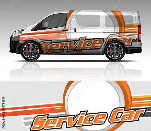 Car wrap decal Van design vector, for advertising or custom livery WRC style, race rally car vehicle sticker and tinting custom. Toyota Hiace.