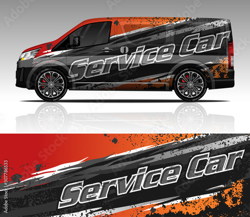 Car wrap decal Van design vector, for advertising or custom livery WRC style, race rally car vehicle sticker and tinting custom. Toyota Hiace.