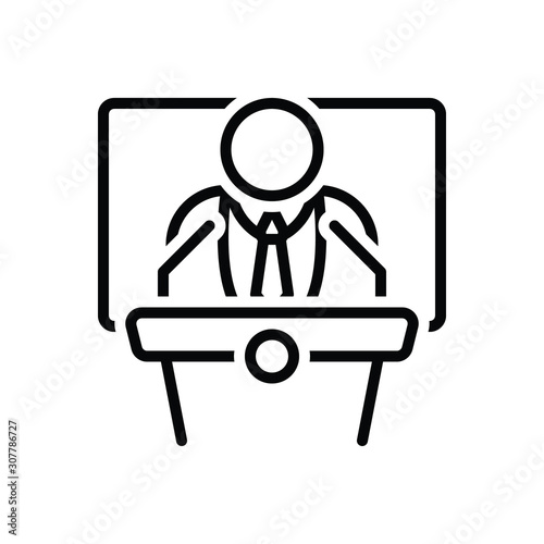 Black line icon for democrat
