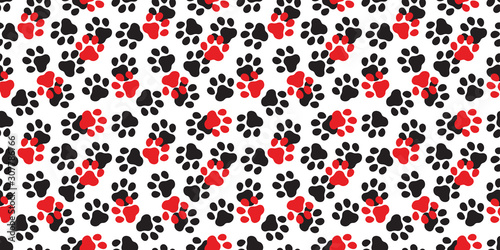 dog paw seamless pattern footprint vector french bulldog cartoon icon scarf isolated repeat wallpaper tile background illustration doodle red design