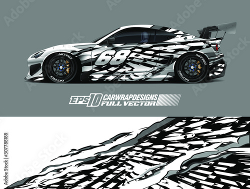 Car wrap decal designs. Abstract racing and sport background for car livery. Full vector eps 10.