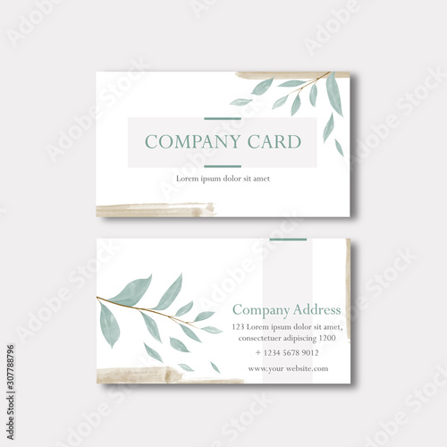 Minimalist business cards with botanical frame