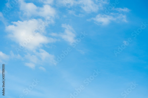 The picture of a blue sky and white clouds scattered.