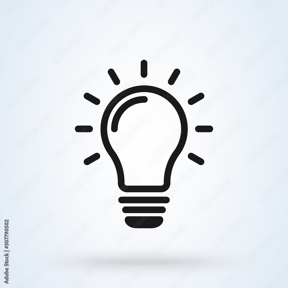invention and light bulb, Simple modern icon design illustration. - obrazy, fototapety, plakaty 