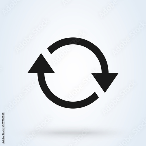 Refresh and circle symbol. Simple modern icon design illustration.