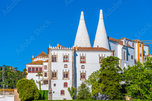 View of the national palace in Sintra, Portugal
