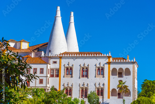 View of the national palace in Sintra, Portugal