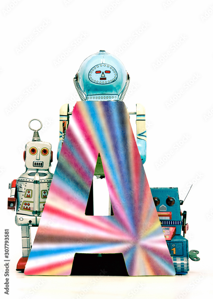 big letter rainbow robot A foto de Stock | Adobe Stock