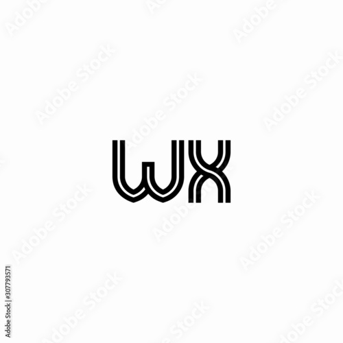 Initial outline letter WX style template 