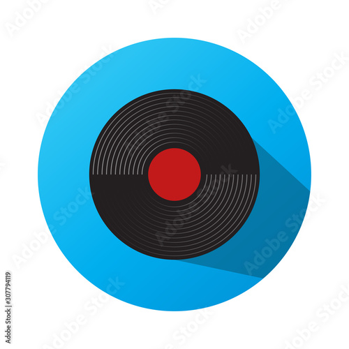 Old vinyl record gramophone or phonograph record vector flat icon for apps or websites