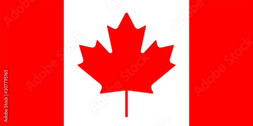 Canadian national flag is isolated in official colors (red and white).