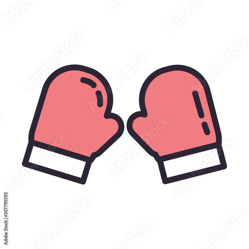 boxing sport gloves accessory isolated icon
