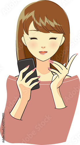 Woman with smartphone in one hand