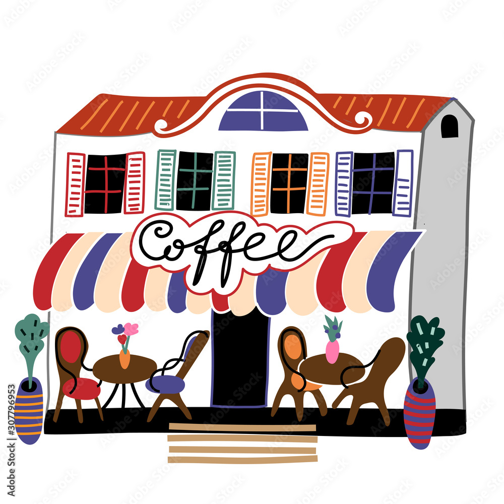 Fototapeta premium Coffee house flat vector illustration