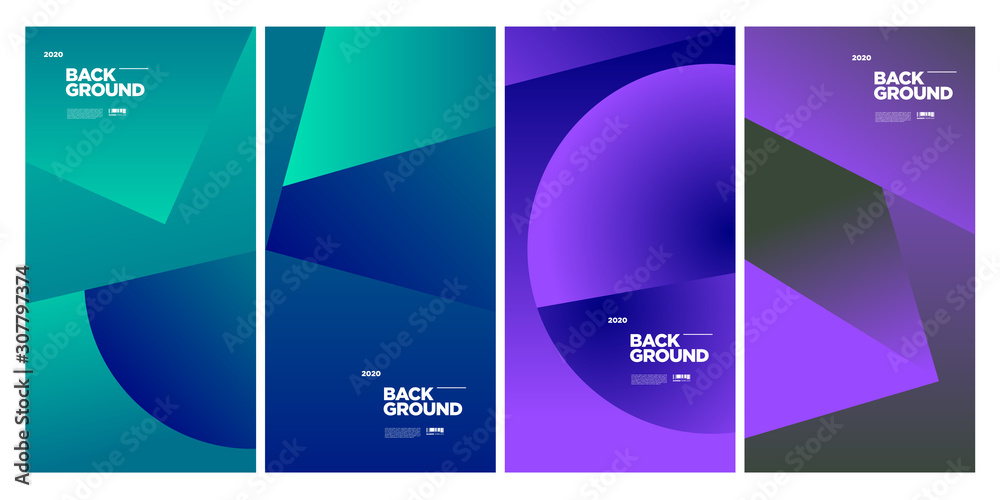 Fototapeta premium New 2020 Cover and Poster Design Template for Magazine. Trendy Abstract Colorful Geometric and Curve Vector Illustration Collage with Typography for Cover, book, social media story, and Page Layout
