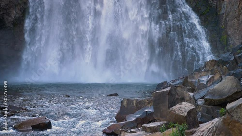 The beautiful Rainbow Falls in the Ansel Adams Wilderness near Mammoth Lakes California USA