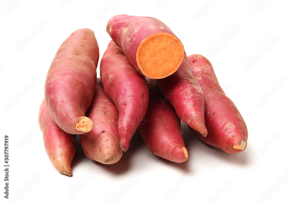 sweet potatoes on the white background sweet potatoes on the white background