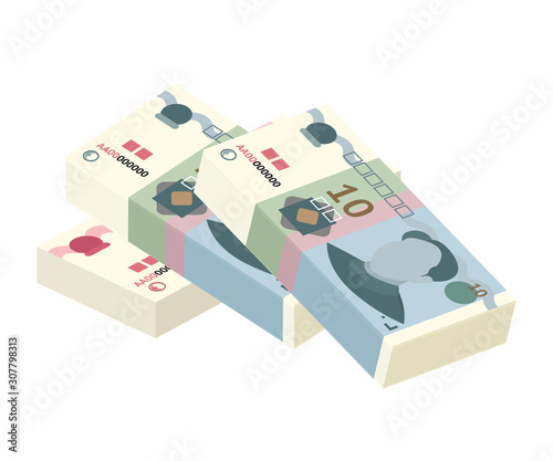 Chinese yuan banknote stack isolated on white