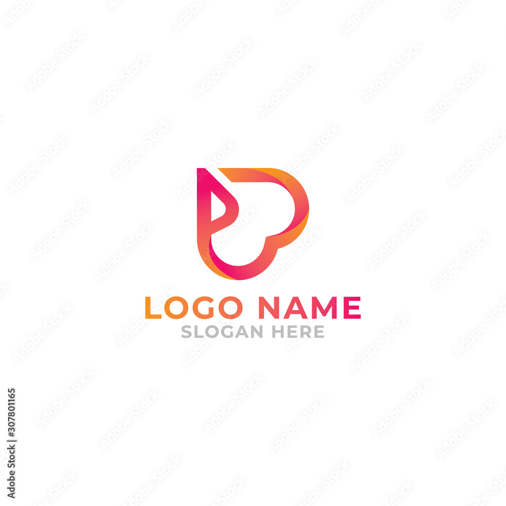 P letter love logo design template full vector EPS 10 P letter love logo design template full vector EPS 10