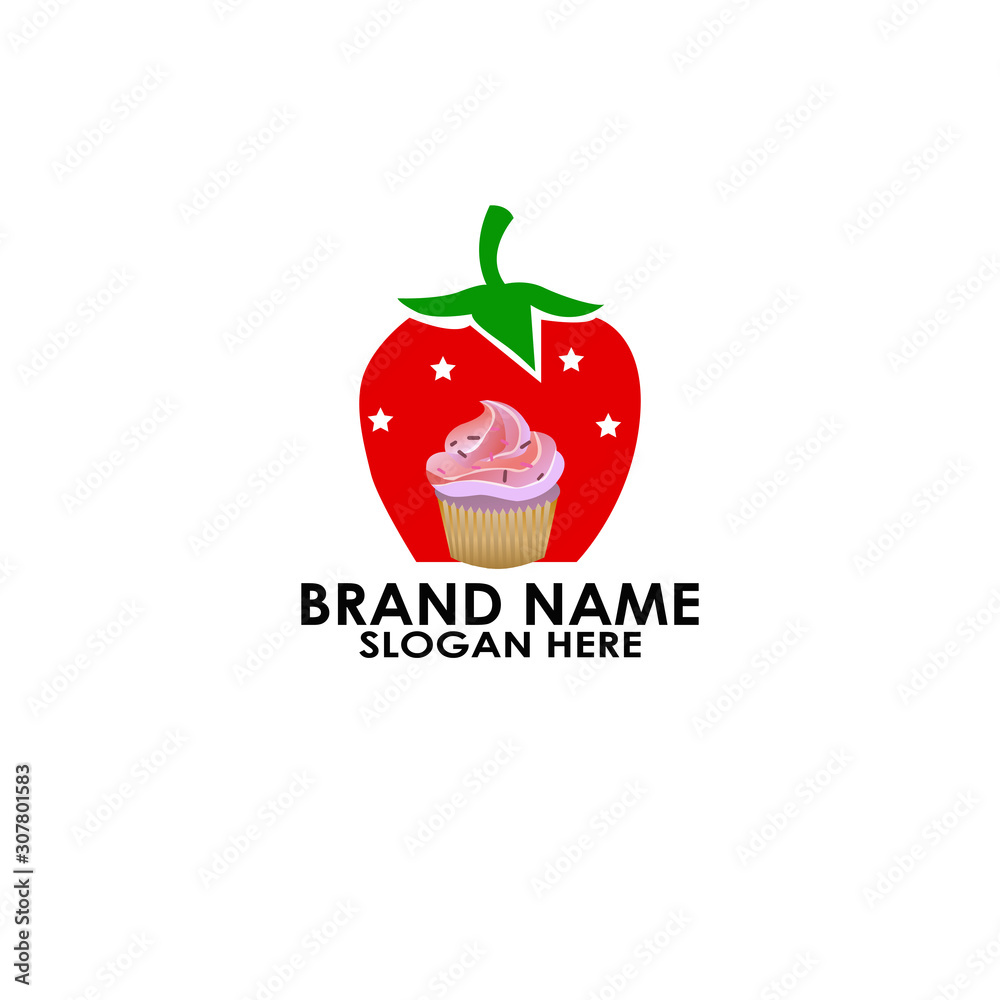 logo cup cake with strawberry
