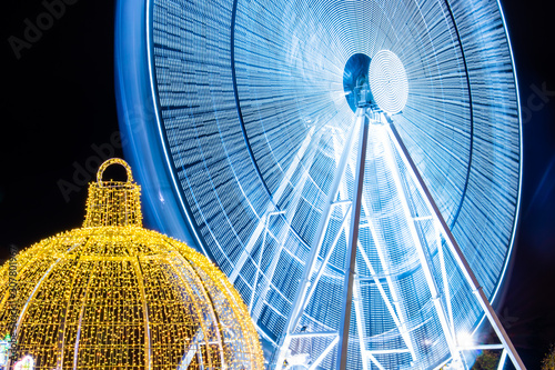 Ferris wheel and Christmas ball photo