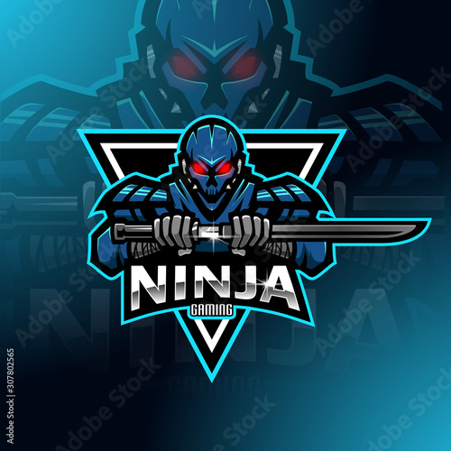 Ninja robot esport mascot logo design