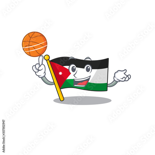 Mascot of flag jordan cartoon character style with basketball photo