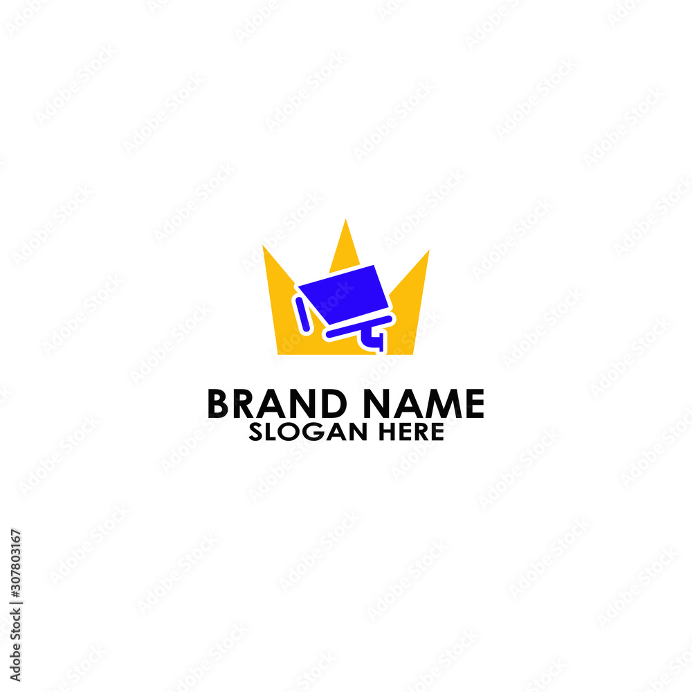 Obraz premium logo king with icon camera cctv vector design