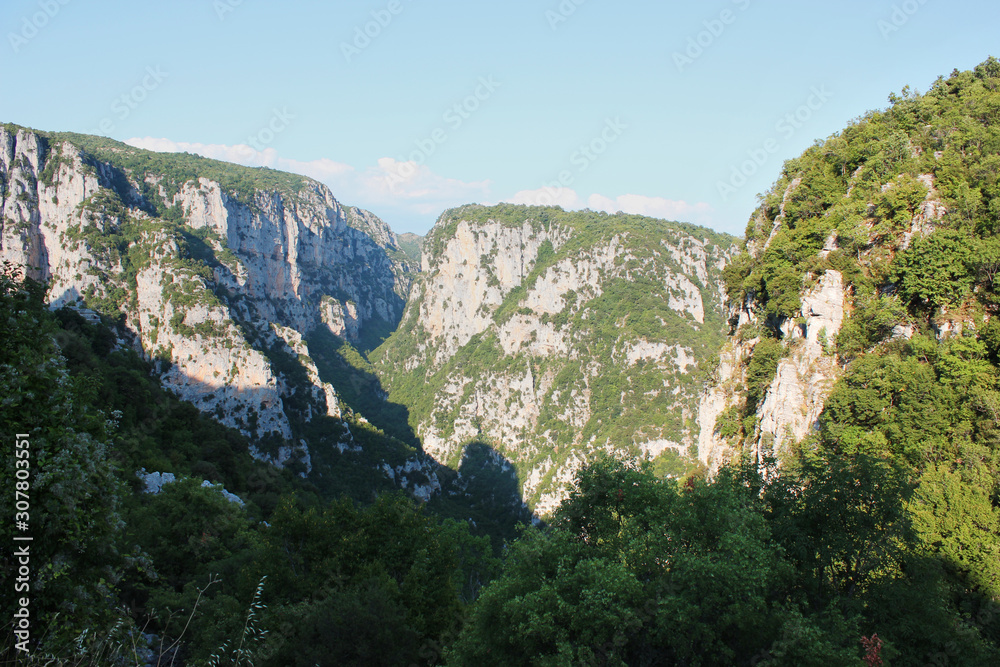 View of Vikos Gorge from Monastery of Agia Paraskevi Monodendri Greece