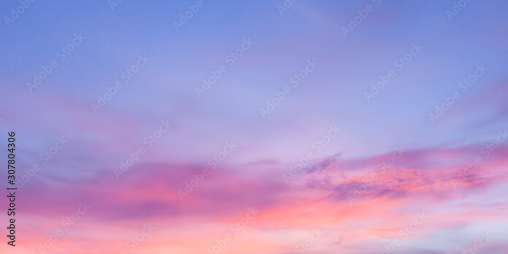 Beautiful sunset sky. Romantic purple pink shades	