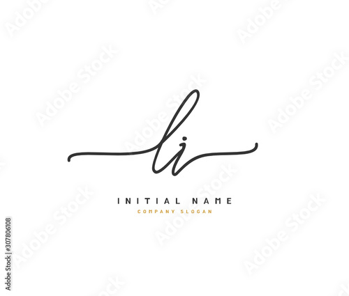 Fototapeta Naklejka Na Ścianę i Meble -  L I LI Beauty vector initial logo, handwriting logo of initial signature, wedding, fashion, jewerly, boutique, floral and botanical with creative template for any company or business.