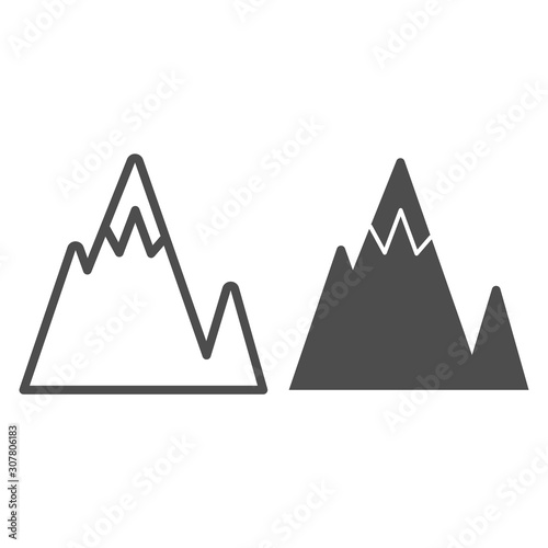 Mountain peak line and glyph icon. Mountains vector illustration isolated on white. Landscape outline style design, designed for web and app. Eps 10. photo