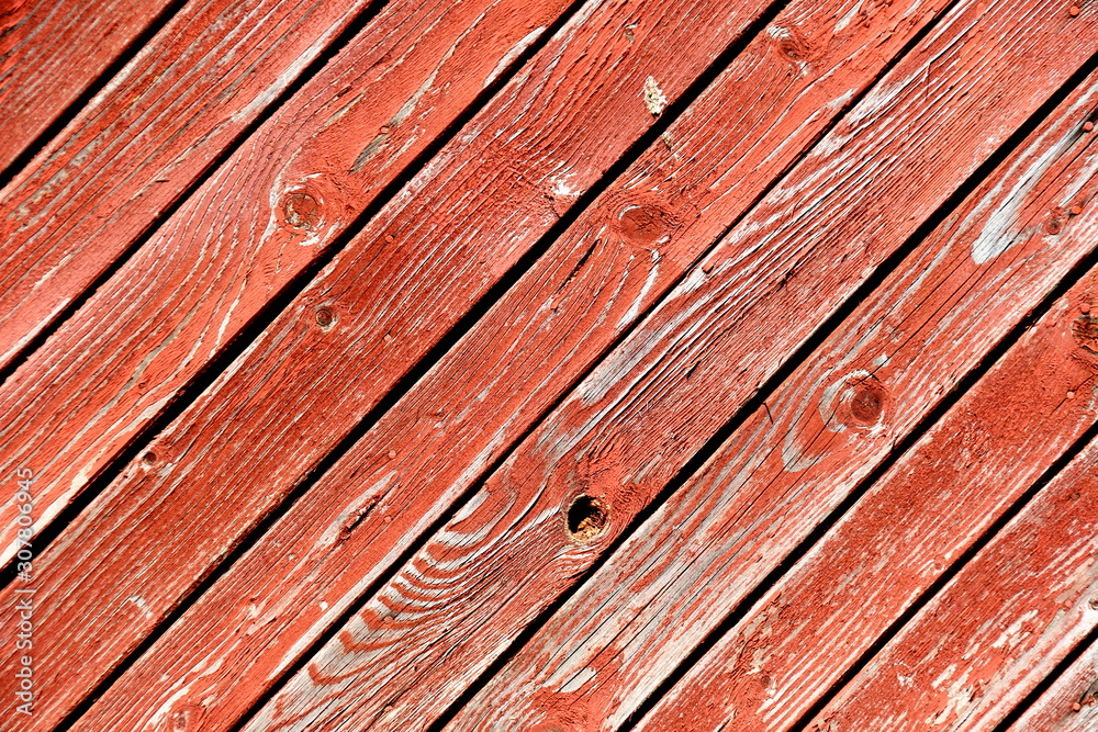 Red diagonal wood plank background, wooden board background