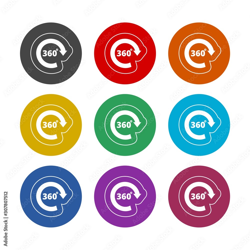 Obraz premium 360 degree views color icon set isolated on white background