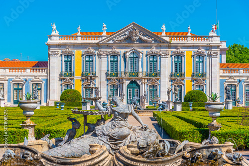 View of the national palace of Queluz in Lisbon, Portugal