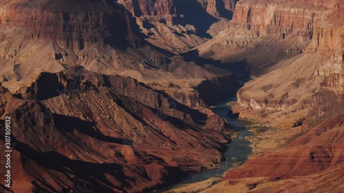 Gorge Of Grand Canyon National Park And Colorado River At Sunset Panorama
