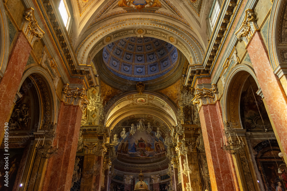 Interior of Santa Maria della Scala church in Trastevere, Rome, Italy 