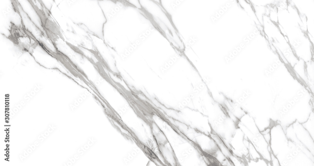 White marble texture background with grey-golden curly veins, carrara