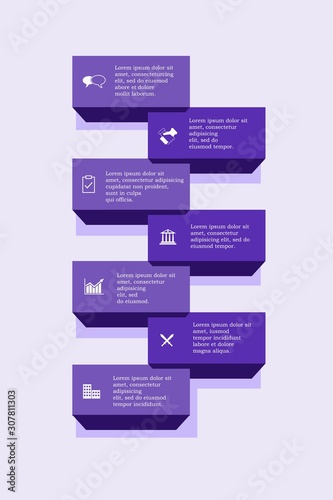 Seven Options Plan Slide Template. Business concept with options. For flowchart, steps, infographics. Vector eps 10.