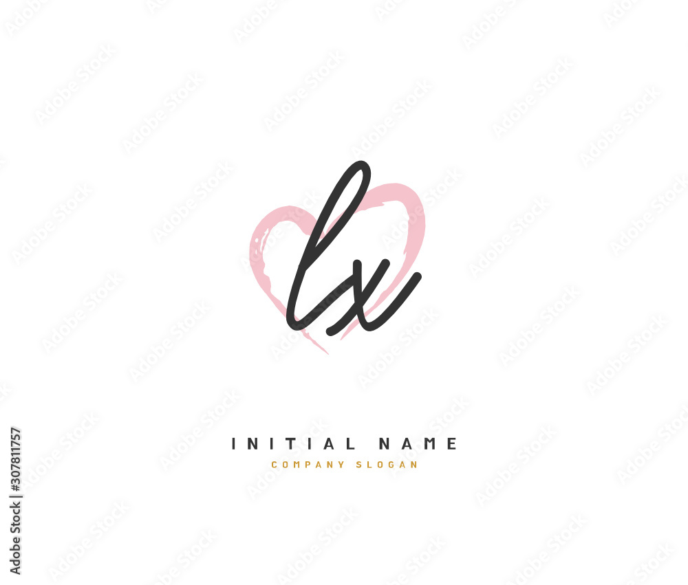 L X LX Beauty vector initial logo, handwriting logo of initial signature, wedding, fashion, jewerly, boutique, floral and botanical with creative template for any company or business.