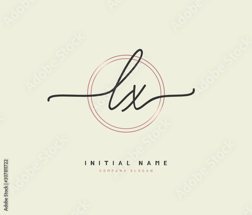 L X LX Beauty vector initial logo  handwriting logo of initial signature  wedding  fashion  jewerly  boutique  floral and botanical with creative template for any company or business.